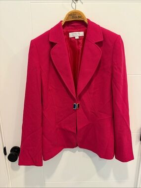 Tahari Vibrant Pink Single-Button Tailored Blazer size 10